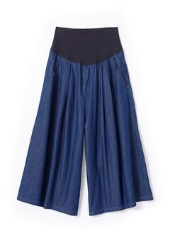 Drapey Denim Maternity Culottes Pants, , hi-res