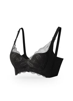 Silky Lace Seamless Maternity & Nursing Bra, Black, hi-res