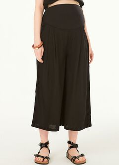 Drapey Maternity Wide Leg Pants, Black, hi-res