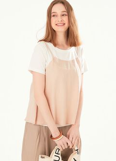 2 in 1 Maternity & Nursing Spliced Top, Coral, hi-res
