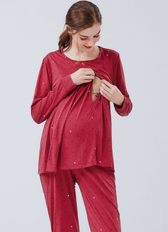 Mickey Dotty Maternity & Nursing Pyjama Set, Brick, hi-res