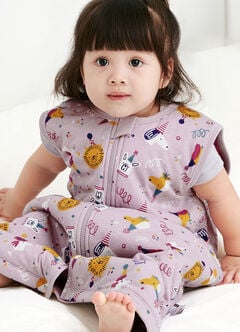 Lightweight Optimum Temp. Sleep Suit-Doggie Party, Purple, hi-res