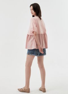 Umbrella Hem Short Sleeve Maternity & Nursing Top, Light Pink, hi-res