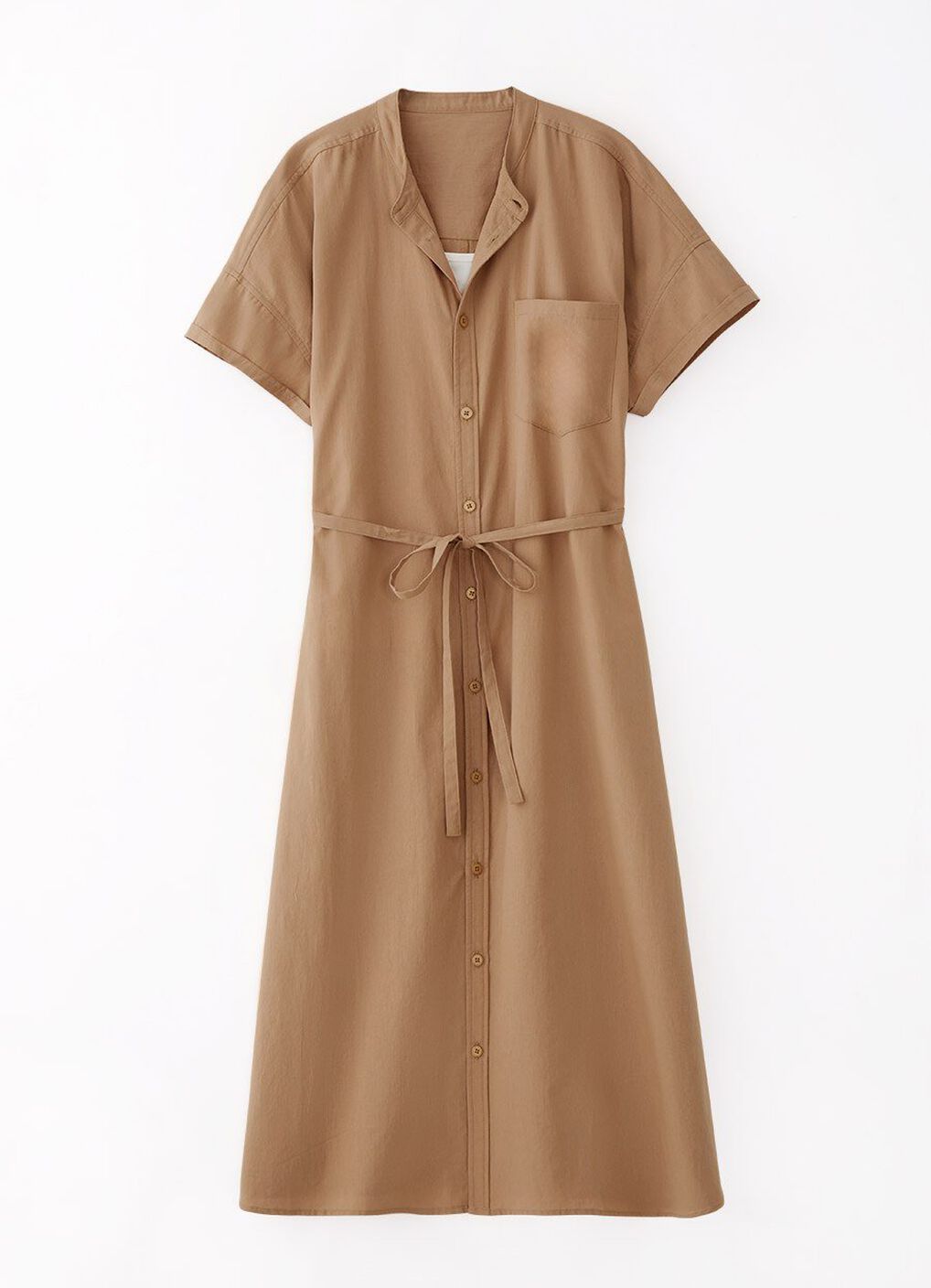 Cotton Maternity & Nursing Shirt Dress, Camel, hi-res image number 5