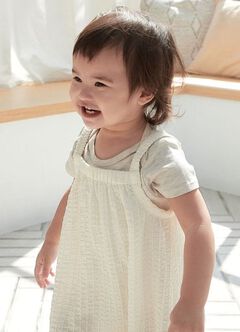 Spaghetti Strap Baby Bib Shorts, Cream, hi-res