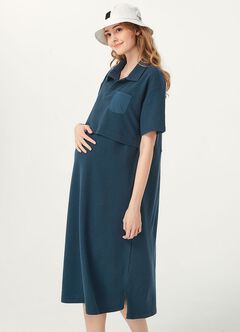 Waffle M&N Polo Dress, Navy, hi-res