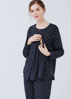 Mickey Dotty Maternity & Nursing Pyjama Set, Navy, hi-res