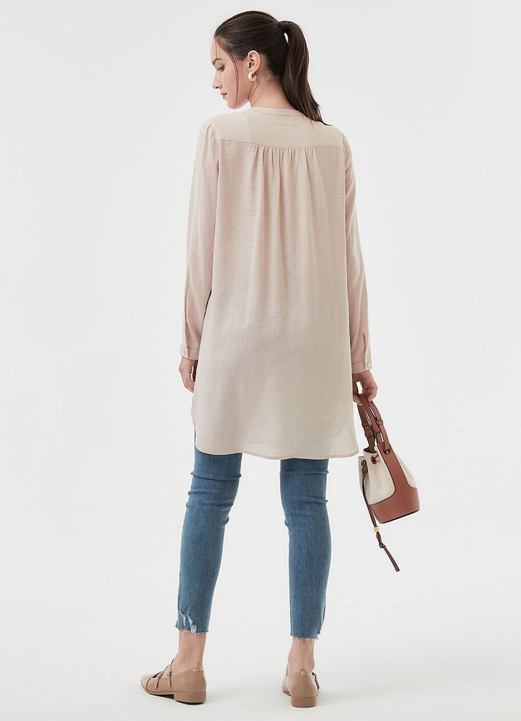Half Button Round Neck Maternity & Nursing Long Top, , hi-res image number 4