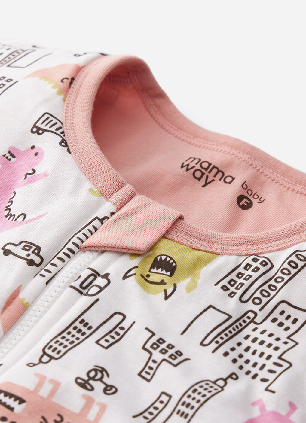 Lightweight Optimum Temp. Sleep Suit-Monster War, Pink, hi-res image number 2