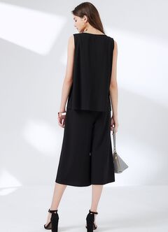 Maternity & Nursing Top Plus Wide Leg Pants Co-Ord Set, Black, hi-res