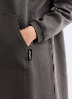 Relaxed Cotton Maternity & Nursing Hoodie Dress, Charcoal, hi-res