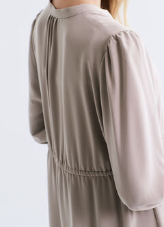 Half Placket Maternity & Nursing Dress, Silver, hi-res