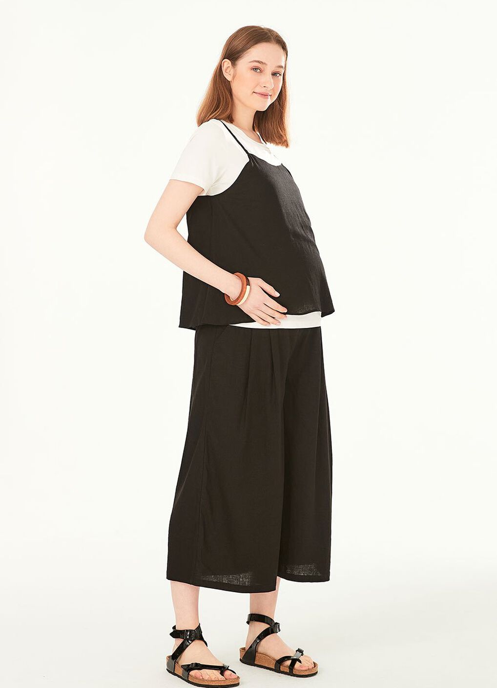 Drapey Maternity Wide Leg Pants, Black, hi-res image number 4