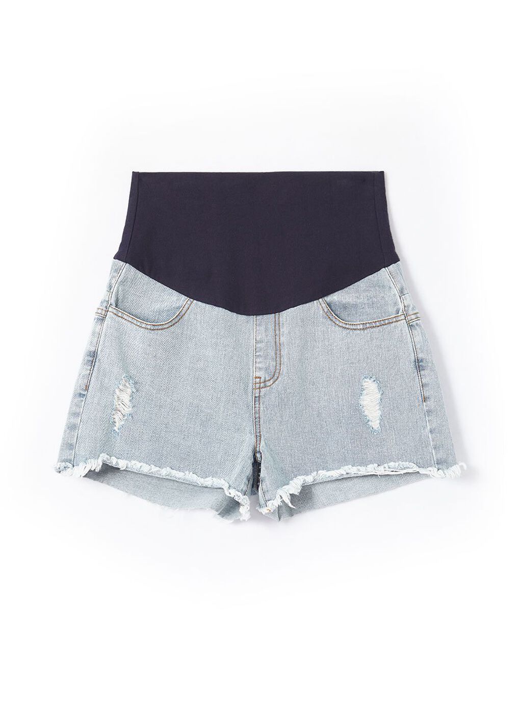 Raw Hem Maternity Denim Shorts, Light Blue, hi-res image number 5