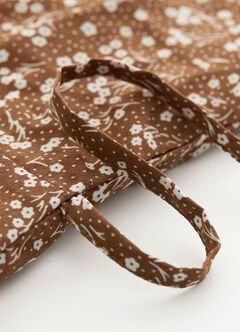 Floral Print V-Neck Maternity & Nursing Dress, Brown, hi-res