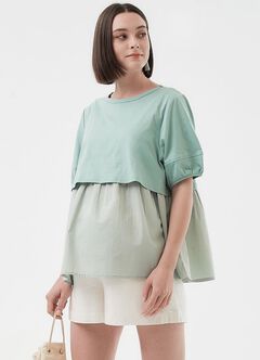 Umbrella Hem Short Sleeve Maternity & Nursing Top, , hi-res