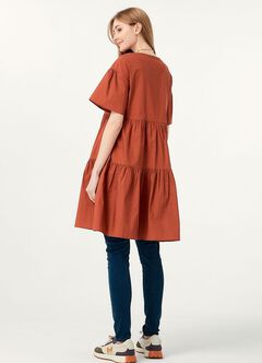 Flared Hem Cotton Maternity & Nursing Dress, , hi-res