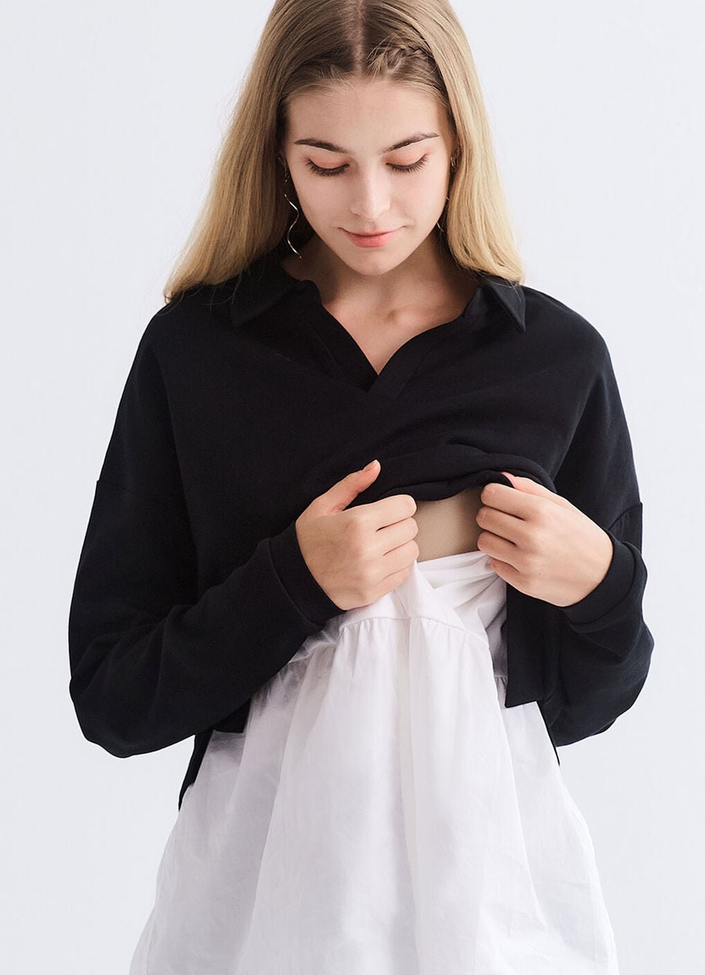 Skipper Collar 2 in 1 Maternity & Nursing Layered Jumper, , hi-res image number 6