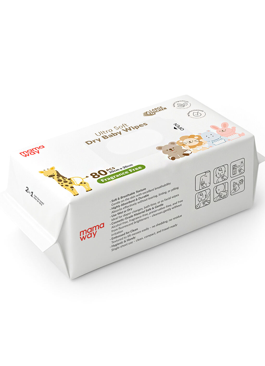 Ultra Soft Dry Baby Wipe (3PACKS X 80PCS), , hi-res image number 2