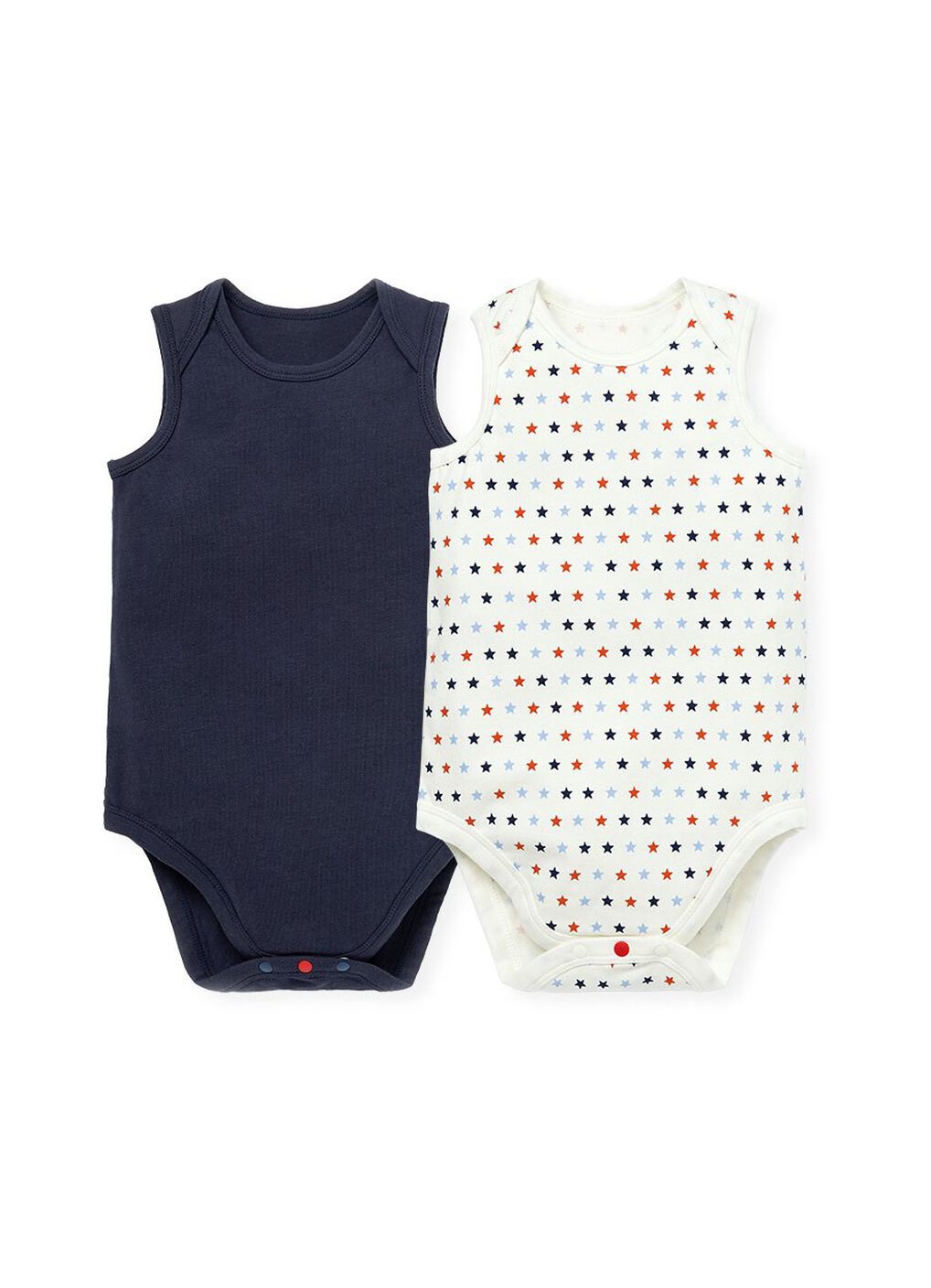 Baby Cotton Sleeveless Bodysuit 2 Pack, Navy, hi-res image number 0