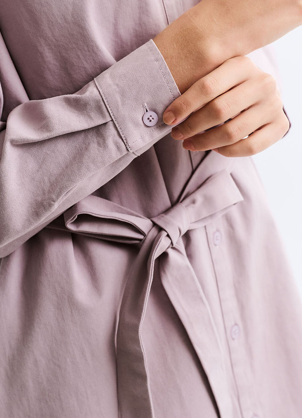 Elegant Belted Maternity & Nursing Shirt Dress, Lavender, hi-res image number 4