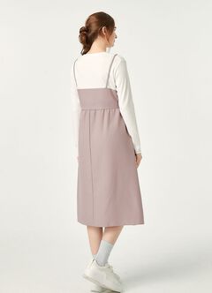 Button-Front Maternity & Nursing Dress, Mauve, hi-res