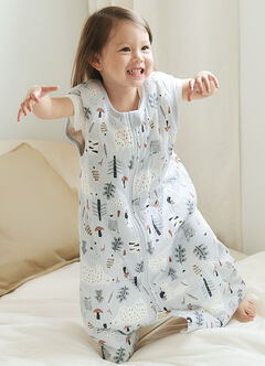 Lightweight Optimum Temp. Sleep Suit-Forest Family, Blue, hi-res