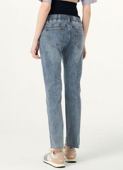 Raw Hem Maternity Slim Straight Jeans, , hi-res