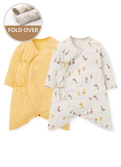 Giraffe Newborn Cotton L/S Romper 2 Pcs Pack, , hi-res