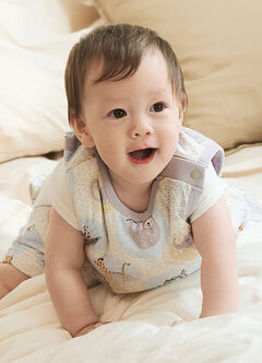 Lightweight Optimum Temp. Sleep Suit-Animal Bubbles, Grey, hi-res