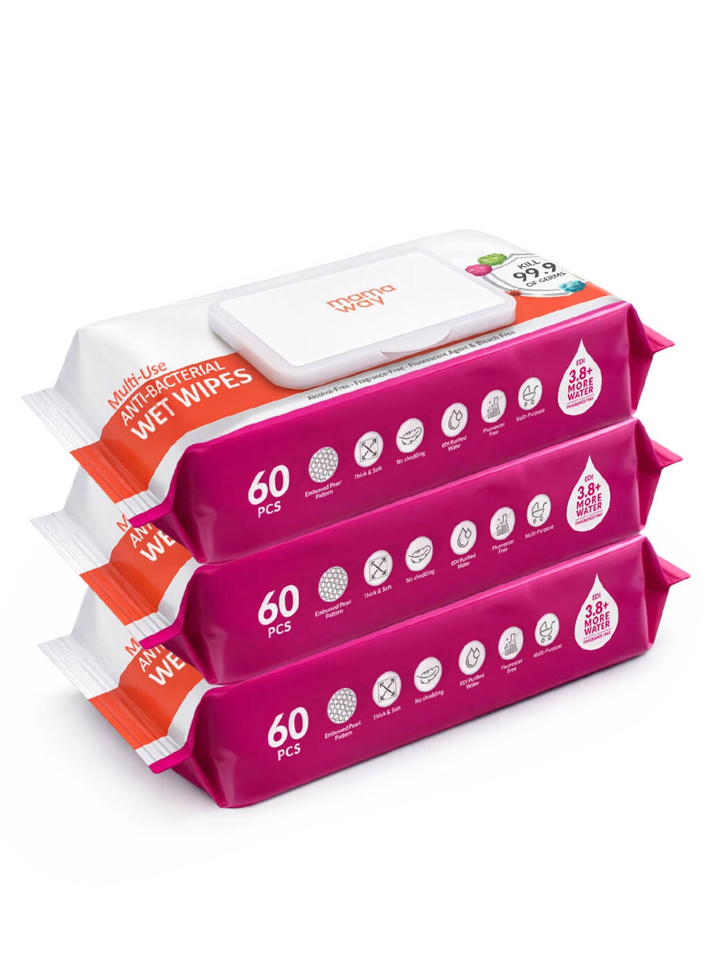 Multi-Use Anti-Bacterial Wet Wipes (3 packs per set), , hi-res image number 0