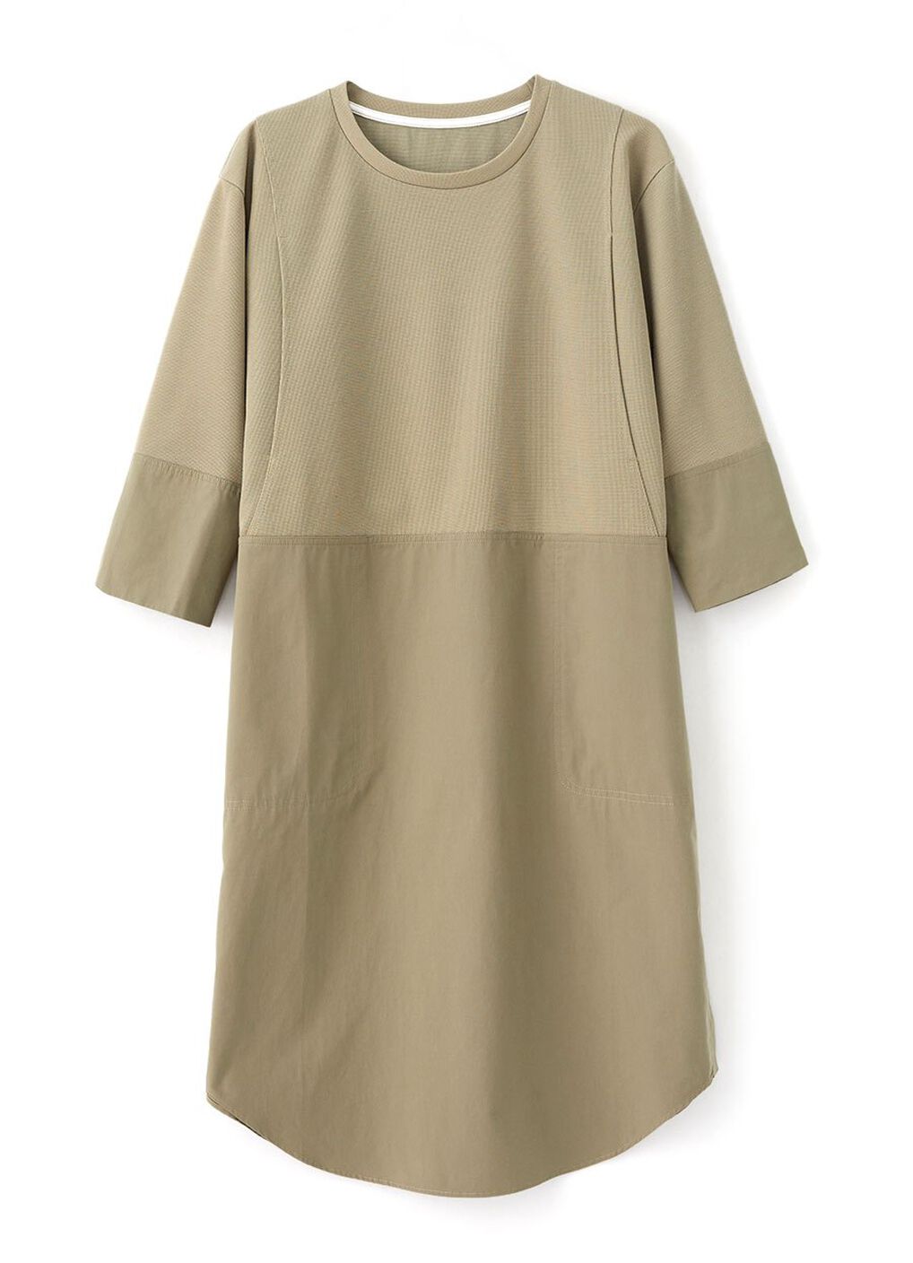 Round Neck Patchwork M&N Dress, Sage Green, hi-res image number 6