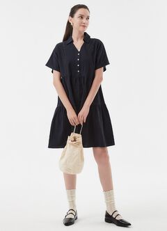 Cotton Maternity & Nursing Short Sleeve Tiered Dress, , hi-res
