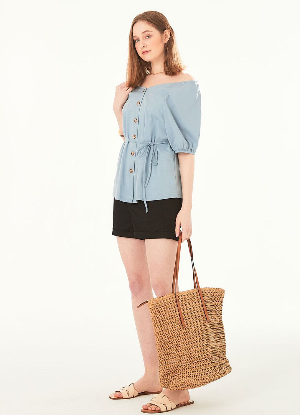 Cotton Maternity Shorts, Black, hi-res image number 5