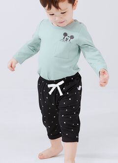 Twinkle Stars Baby Cotton Rolled Up Pants, Black, hi-res