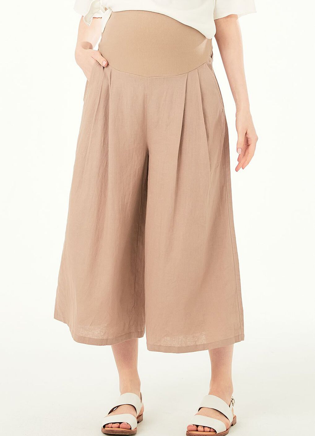 Drapey Maternity Wide Leg Pants, Khaki, hi-res image number 1