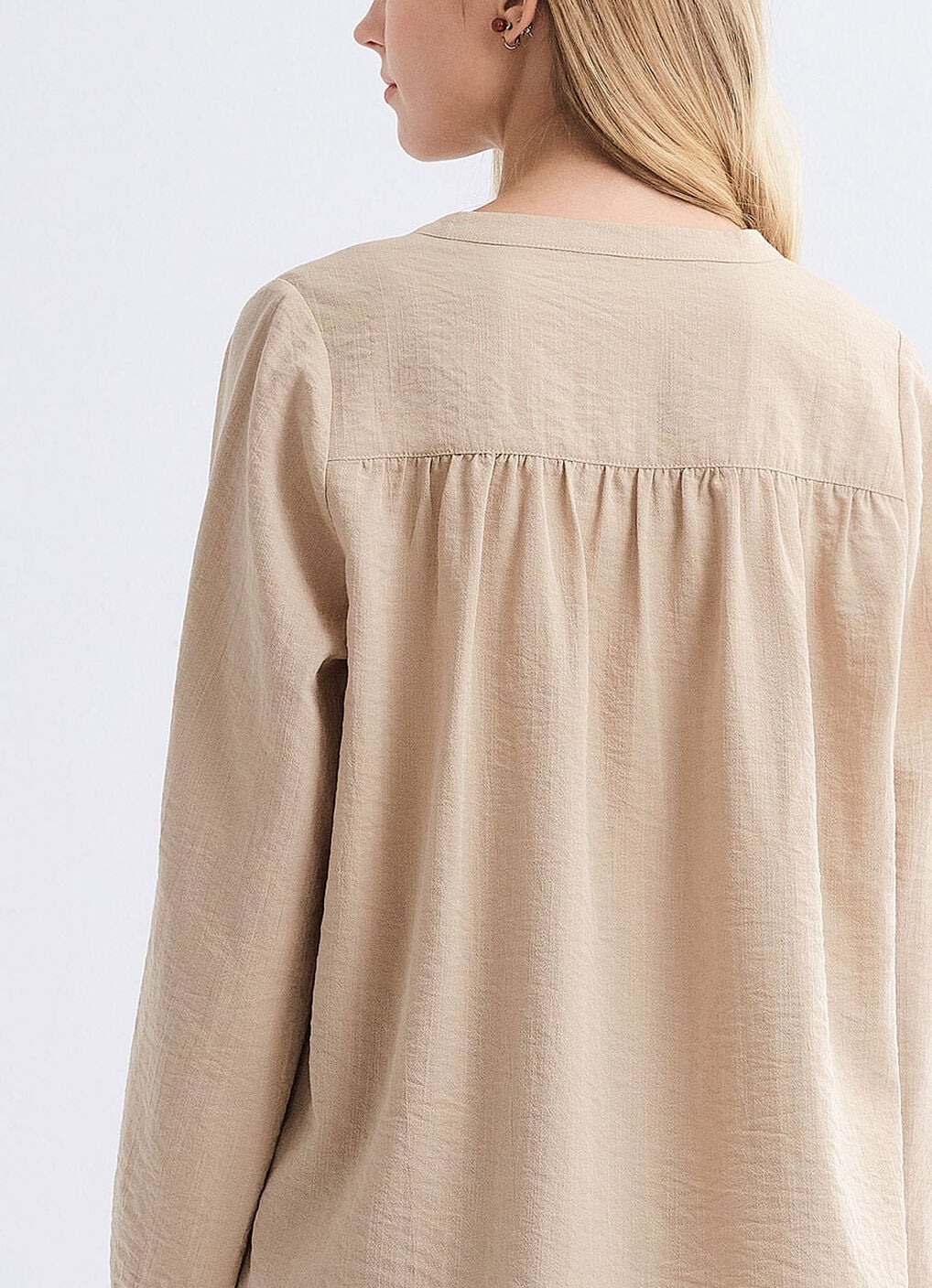 Pleated V-Neck Maternity & Nursing Top, Khaki, hi-res image number 4