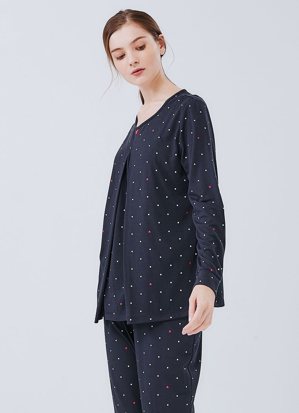 Mickey Dotty Maternity & Nursing Pyjama Set, Navy, hi-res image number 2