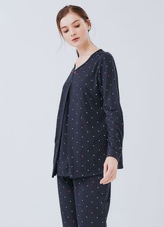 Mickey Dotty Maternity & Nursing Pyjama Set, Navy, hi-res
