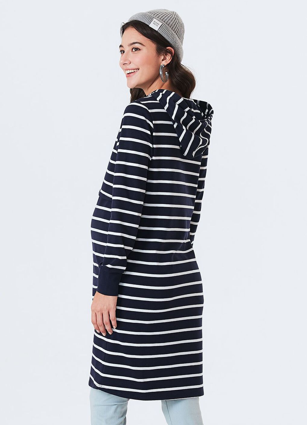 Striped Maternity & Nursing Hoodie Dress, , hi-res image number 4