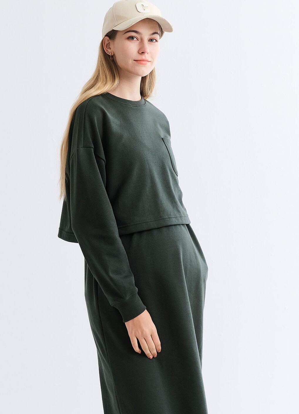 Back Slit Maternity & Nursing Two-Piece Dress, , hi-res image number 3