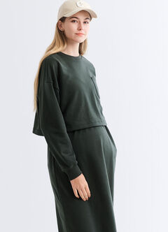 Back Slit Maternity & Nursing Two-Piece Dress, , hi-res