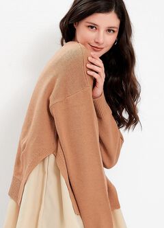Knitted 2 in 1 Maternity & Nursing Layered Jumper, , hi-res