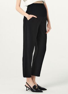 Cropped Maternity Slim Pants, Black, hi-res