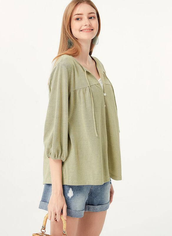 Puff Sleeves Cotton M&N Top