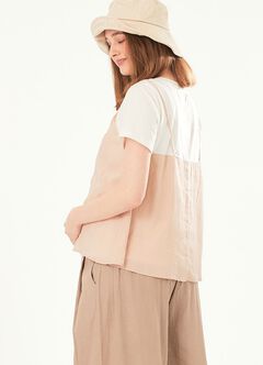 2 in 1 Maternity & Nursing Spliced Top, Coral, hi-res