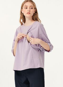 Lantern Sleeves Cotton M&N Top, , hi-res