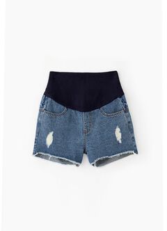 Raw Hem Maternity Denim Shorts, , hi-res