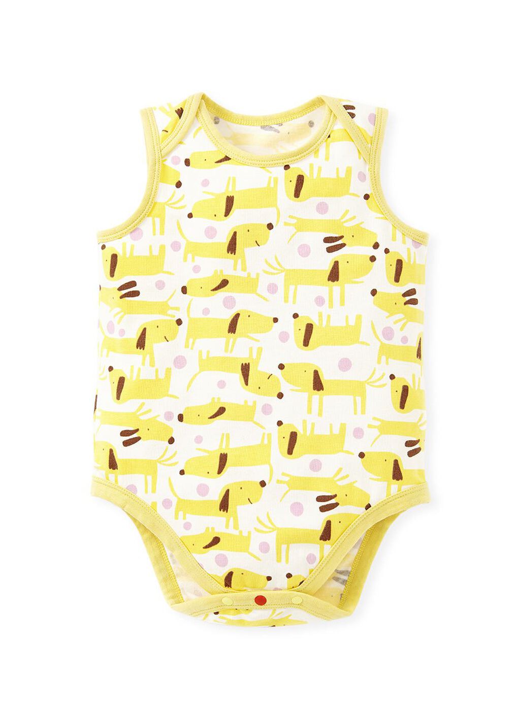 Puppy Baby Cotton Sleeveless Bodysuit 2 Pack, Yellow, hi-res image number 1