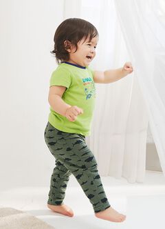 Baby Cotton Full-length Leggings, Olive, hi-res
